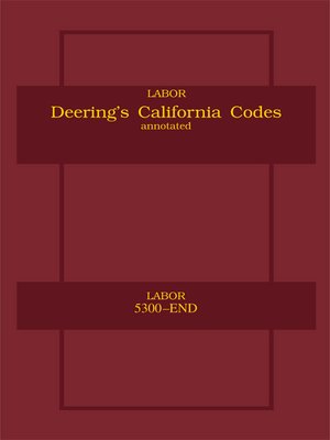 cover image of Deering's California Labor Code, Annotated